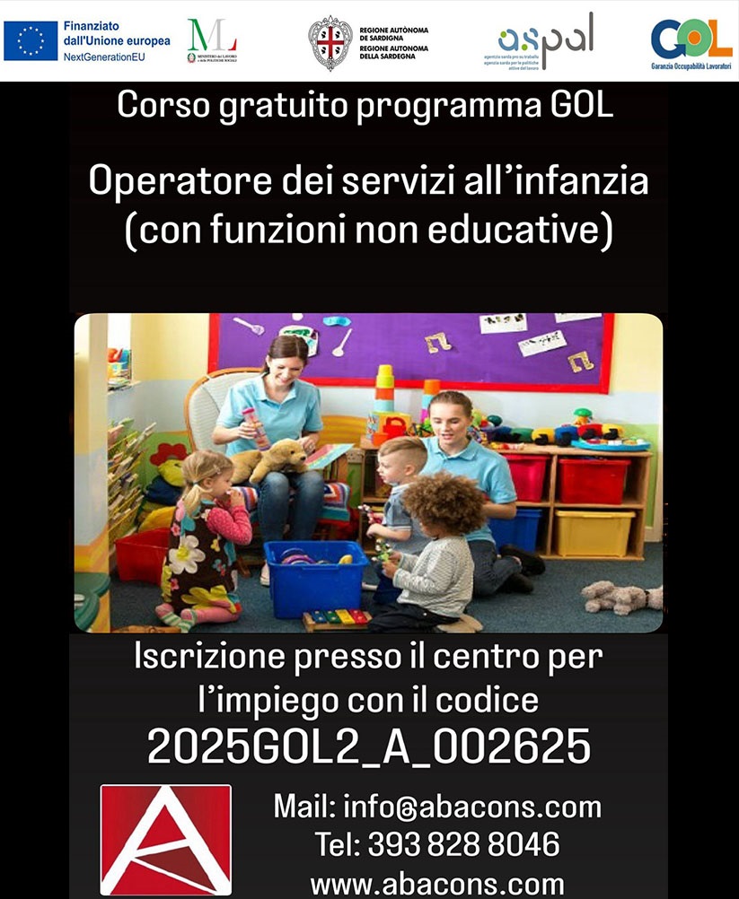 Corso Gratuito Operatore Servizi all'Infanzia - Cagliari
